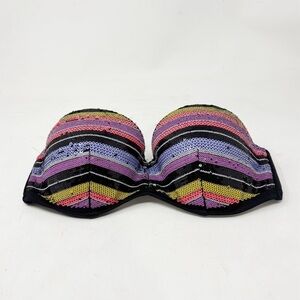 VICTORIA’S SECRET Women’s THE FLIRT BANDEAU Strapless Sequin Bikini Top Size 34D